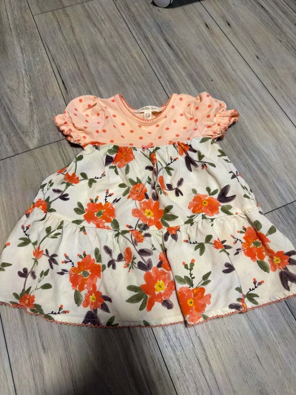 Matilda Jane Infant Girls Floral Print Polka Dot Flutter Sleeve Dress